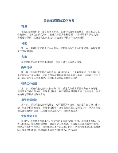 后进支部帮扶工作方案