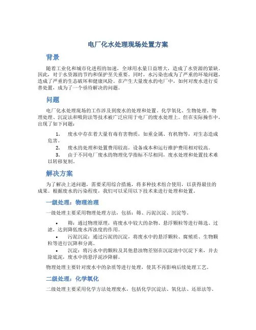 电厂化水处理现场处置方案