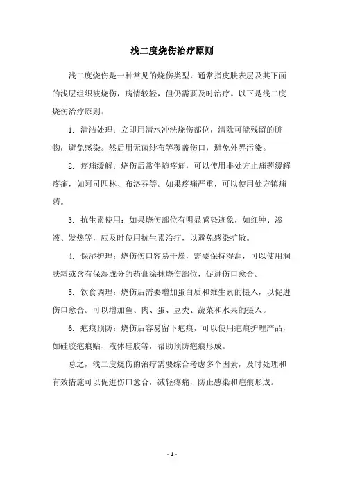 浅二度烧伤治疗原则