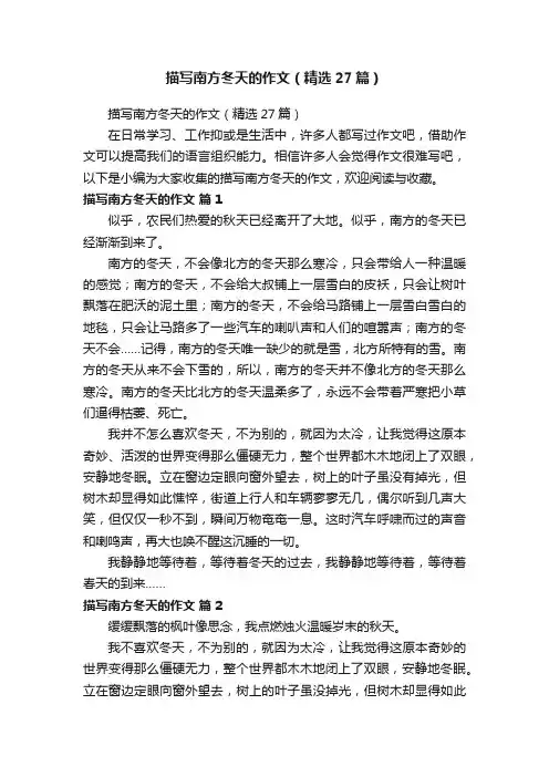 描写南方冬天的作文（精选27篇）