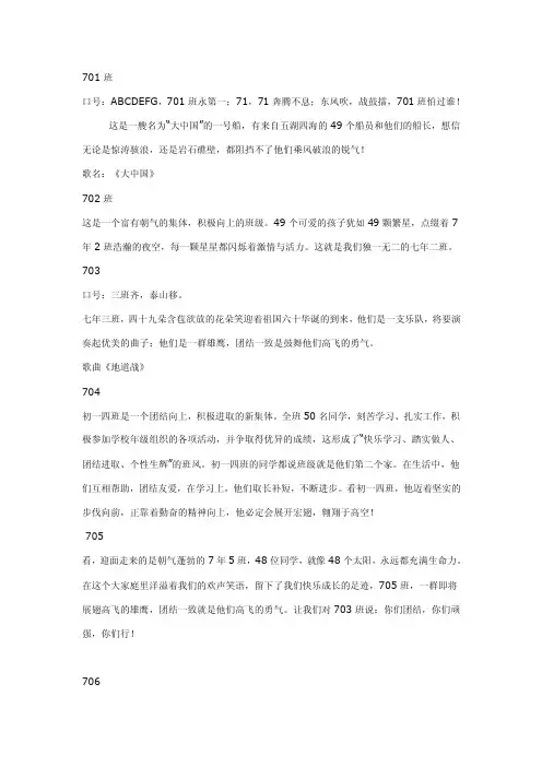 红歌会各班级简介