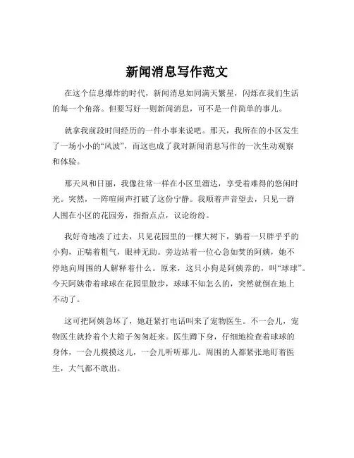 新闻消息写作范文