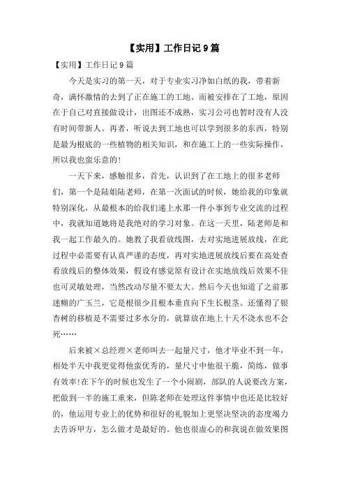 工作日记9篇