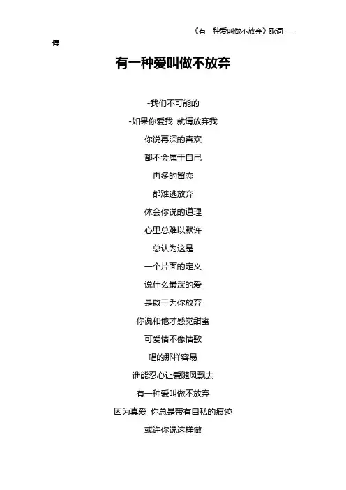 《有一种爱叫做不放弃》歌词 一博