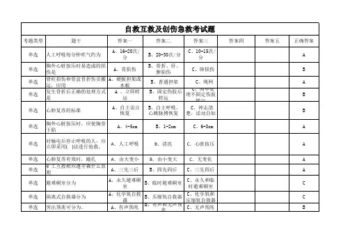 自救、互救及创伤急救考试题