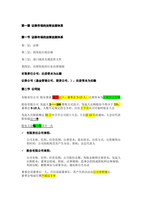 证券从业-法律法规知识点整理