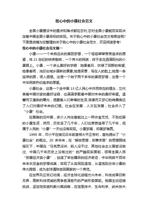我心中的小康社会范文