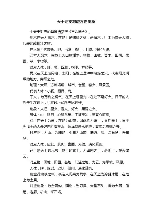 天干地支对应万物类象