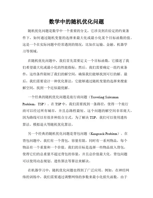 数学中的随机优化问题