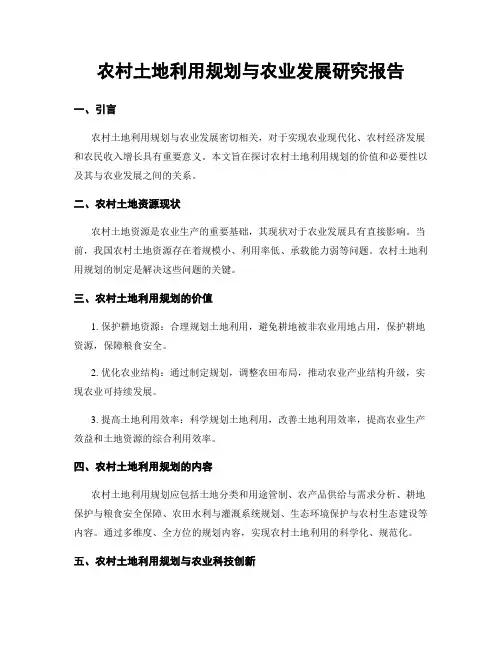 农村土地利用规划与农业发展研究报告
