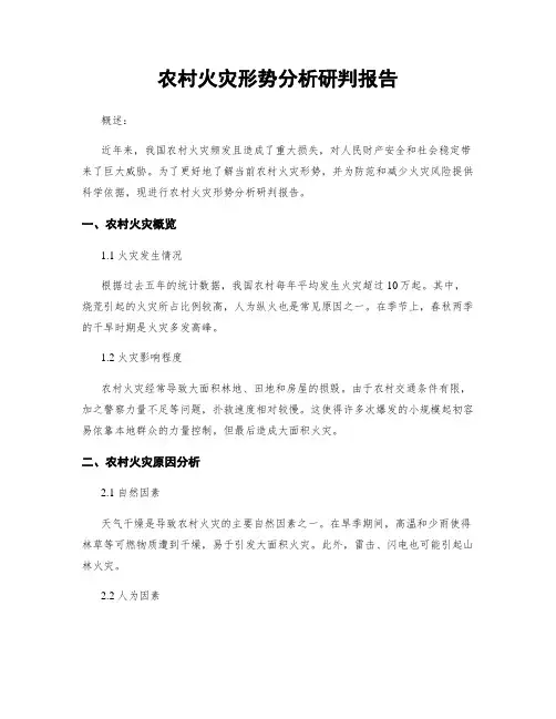 农村火灾形势分析研判报告