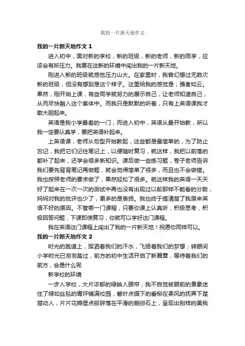 我的一片新天地作文