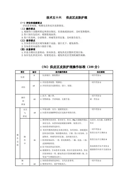护理技术操作规范-供皮区皮肤护理(附考核评分标准)