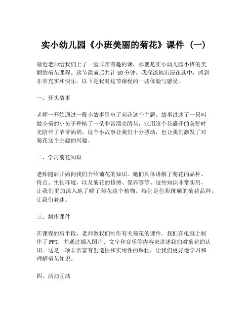 实小幼儿园《小班美丽的菊花》课件 (一)