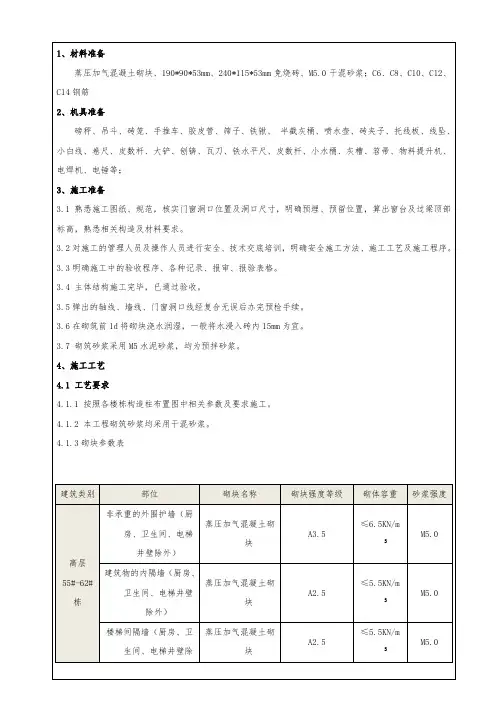 二次结构施工技术交底(3)