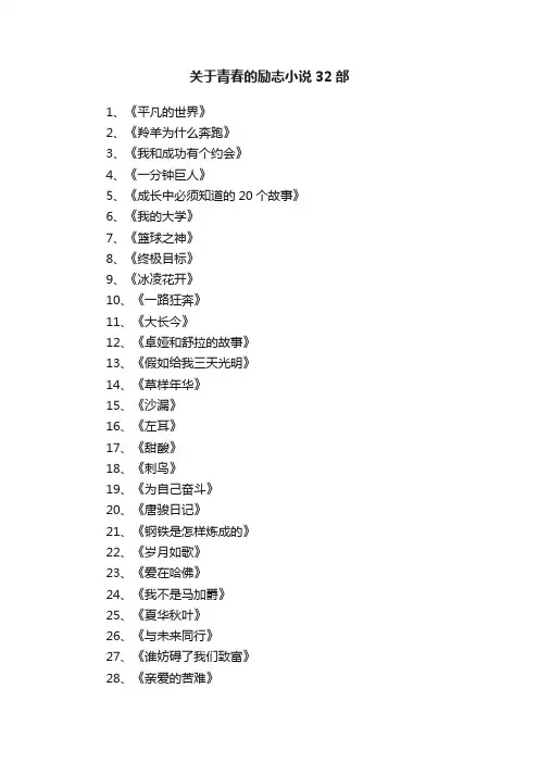 关于青春的励志小说32部