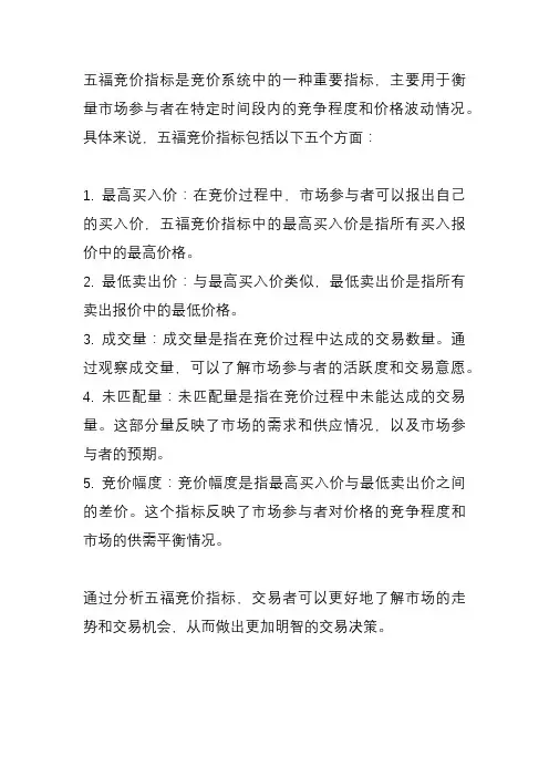 五福竞价指标