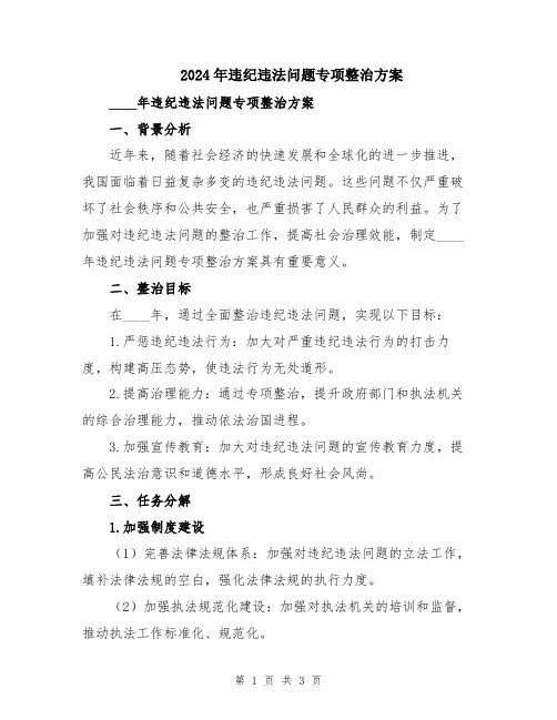 2024年违纪违法问题专项整治方案
