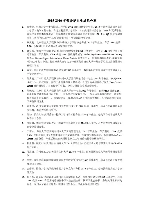 2012016部分毕业生成果分享