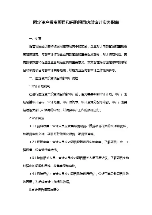 固定资产投资项目和采购项目内部审计实务指南
