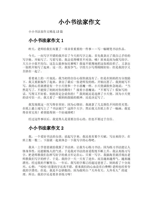 小小书法家作文
