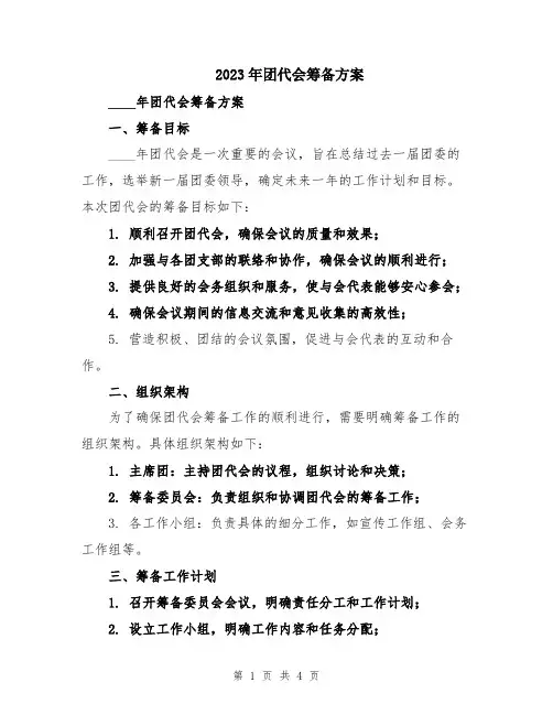 2023年团代会筹备方案