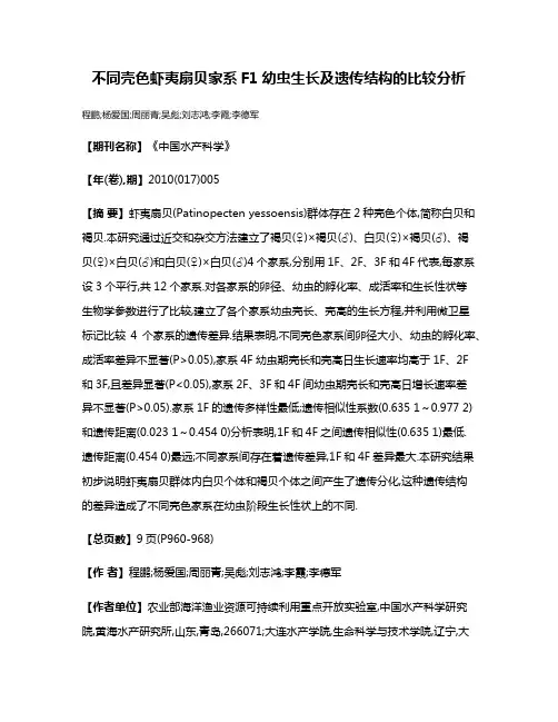 不同壳色虾夷扇贝家系F1幼虫生长及遗传结构的比较分析