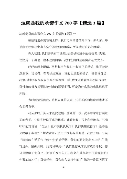 这就是我的承诺作文700字【精选3篇】