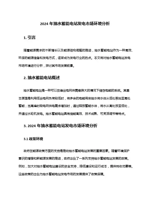 2024年抽水蓄能电站发电市场环境分析