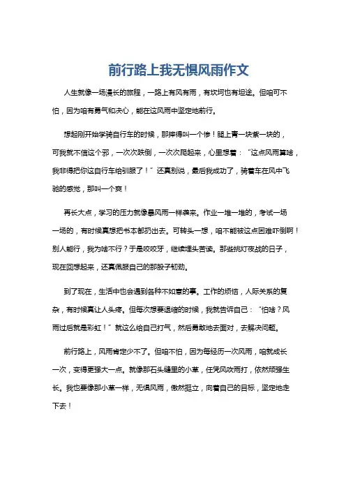 前行路上我无惧风雨作文