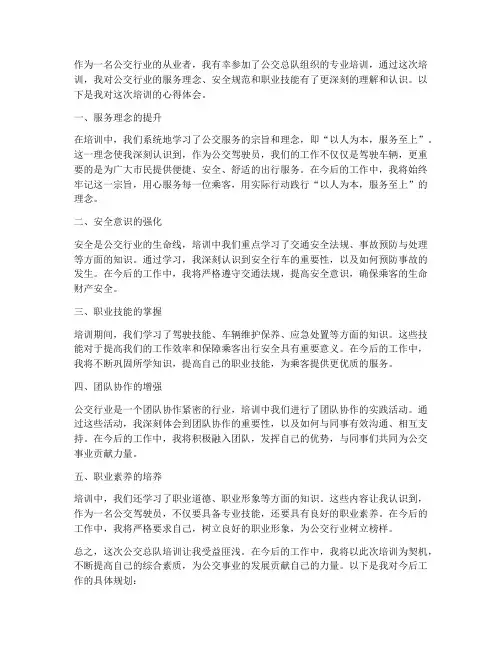 公交总队培训心得体会范文