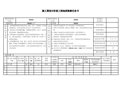 地质勘察任务书模板