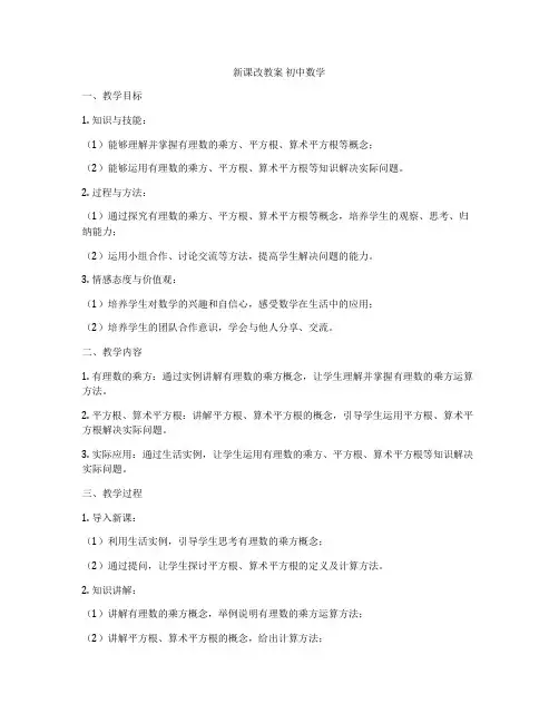 新课改教案 初中数学