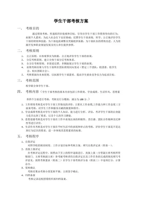 学生干部绩效考核方案