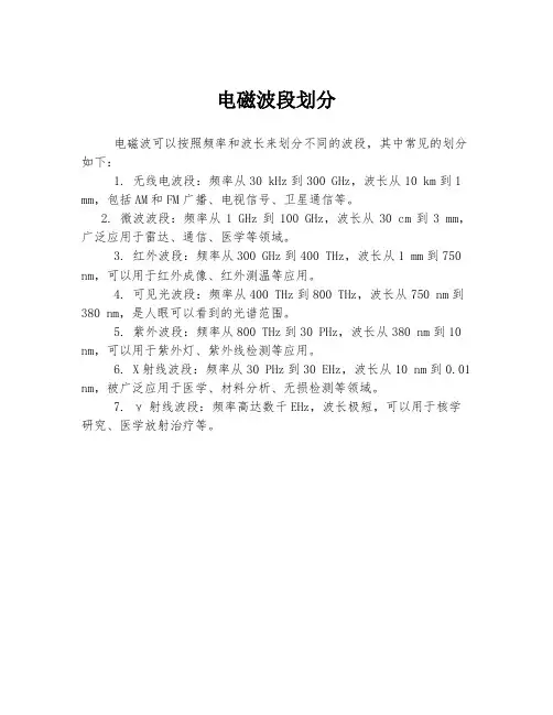 电磁波段划分