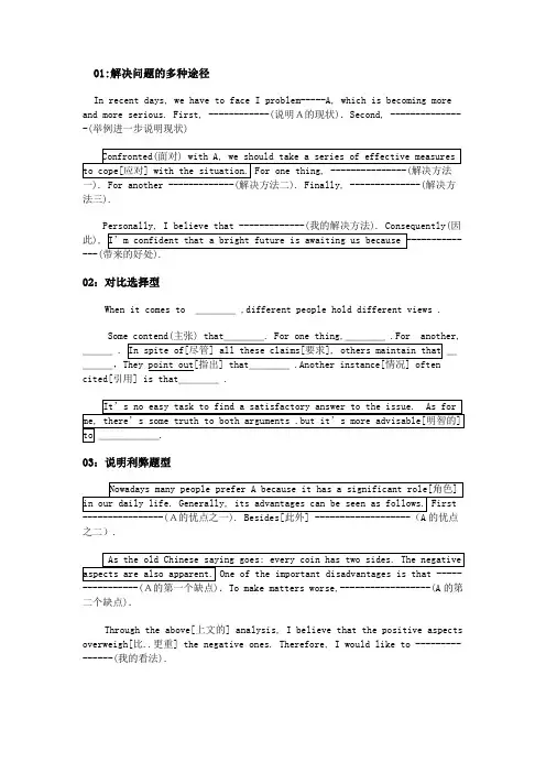 4级英语作文模板(最新整理)