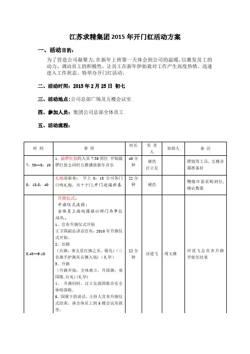 2015新年开门红活动方案