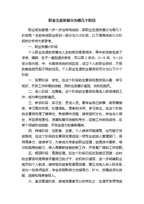 职业生涯发展分为哪几个阶段