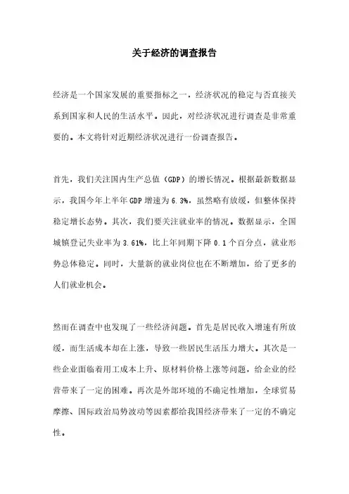 关于经济的调查报告