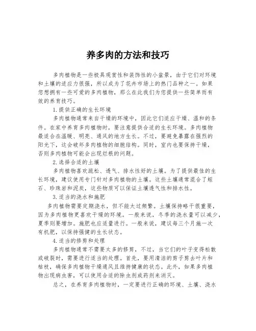 养多肉的方法和技巧