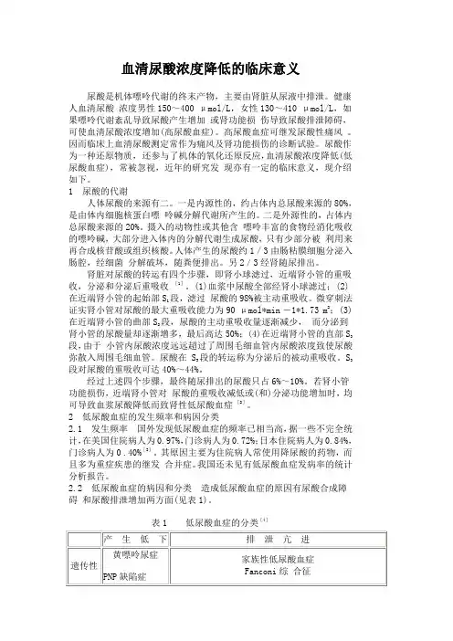 低血尿酸的意义