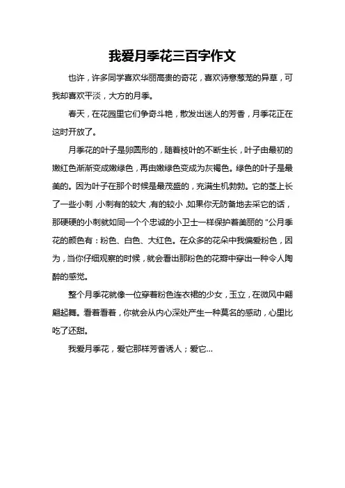 我爱月季花三百字作文