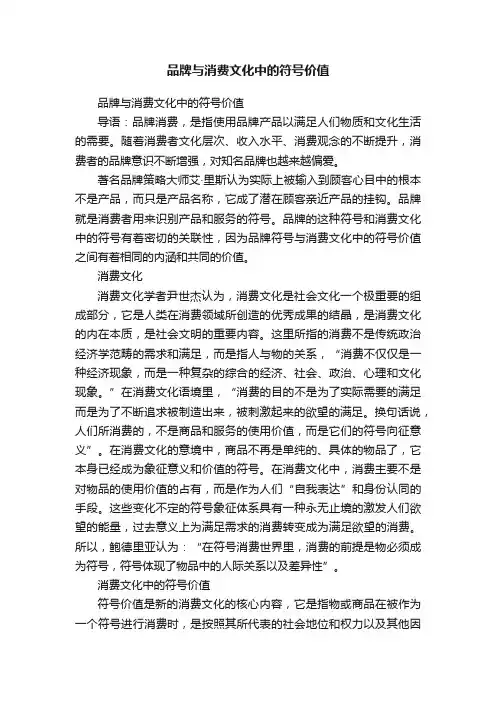 品牌与消费文化中的符号价值