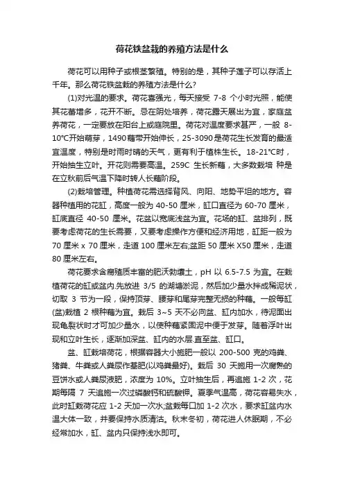 荷花铁盆栽的养殖方法是什么