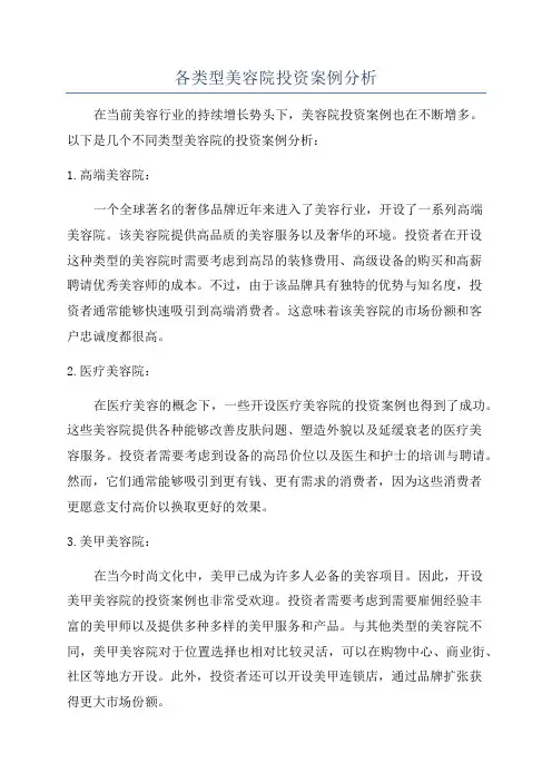 各类型美容院投资案例分析
