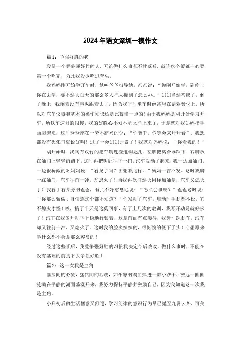 2024年语文深圳一模作文