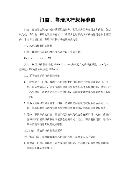 门窗、幕墙风荷载标准值