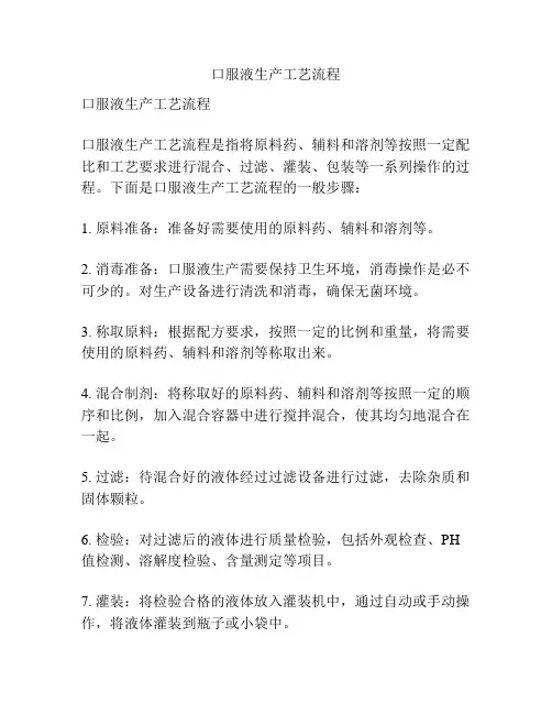 口服液生产工艺流程