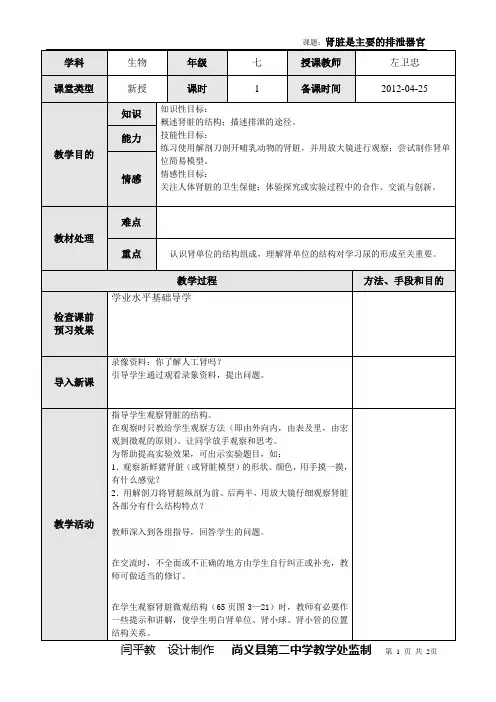 肾脏是主要的排泄器官