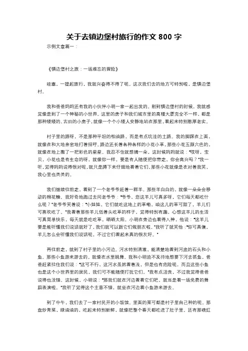 关于去镇边堡村旅行的作文800字